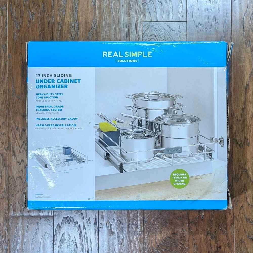 Real Simple 17 Inch Sliding‎ Under Cabinet Organizer Heavy Duty Steel Pull Out